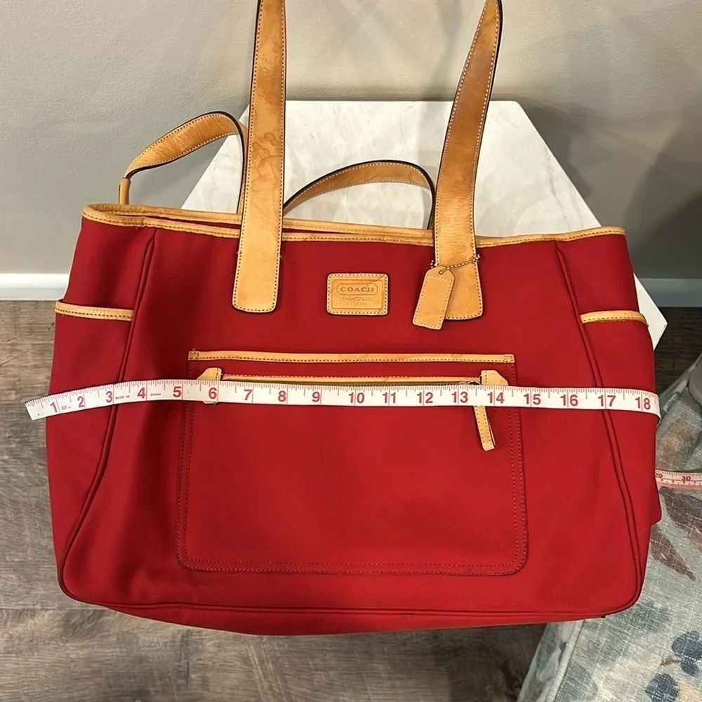 🔥Coach Red and Tan Totes with Gold Hardware Diaper Bag🔥